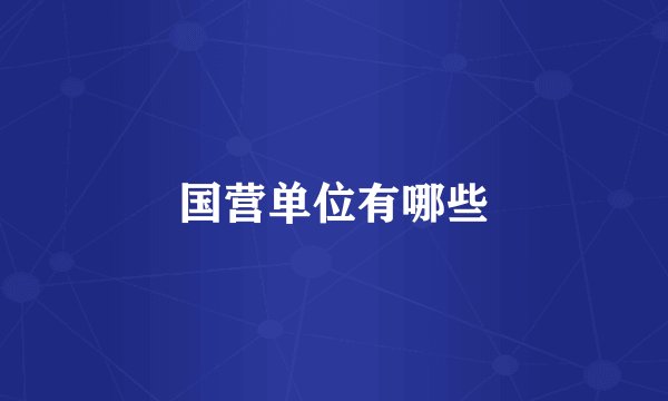 国营单位有哪些