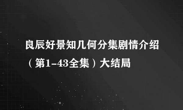 良辰好景知几何分集剧情介绍（第1-43全集）大结局