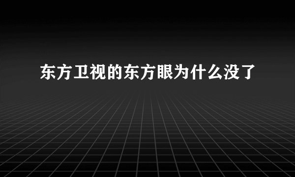 东方卫视的东方眼为什么没了