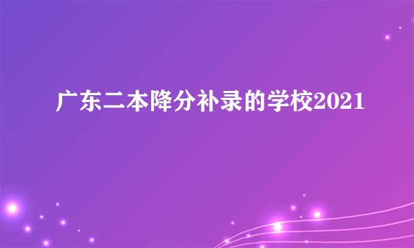 广东二本降分补录的学校2021