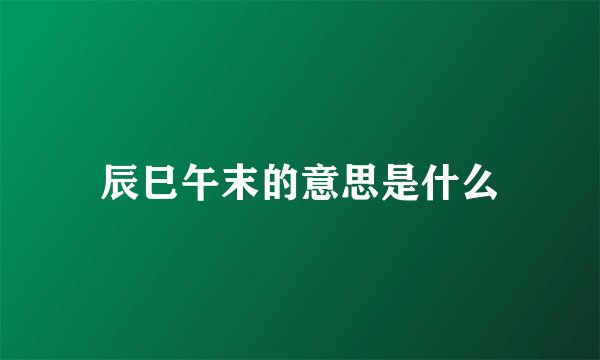 辰巳午末的意思是什么