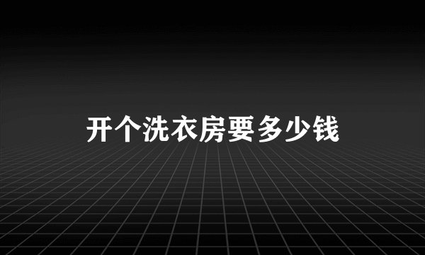 开个洗衣房要多少钱