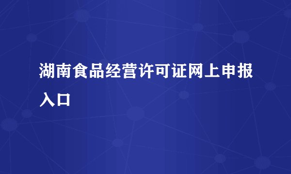 湖南食品经营许可证网上申报入口