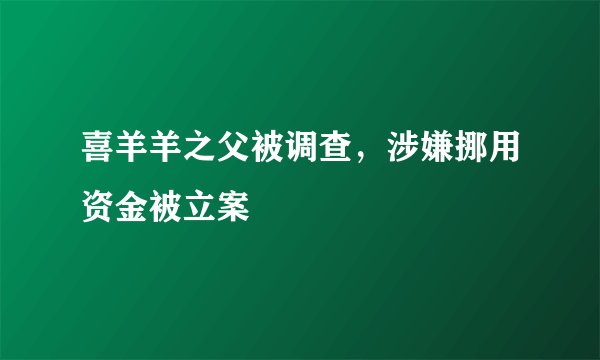 喜羊羊之父被调查，涉嫌挪用资金被立案