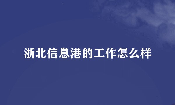 浙北信息港的工作怎么样