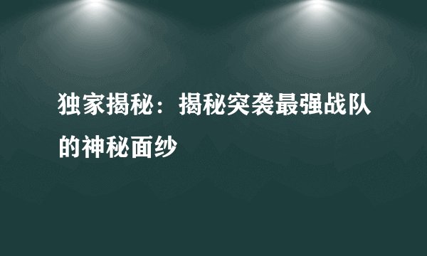 独家揭秘：揭秘突袭最强战队的神秘面纱