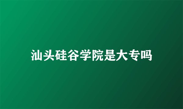 汕头硅谷学院是大专吗