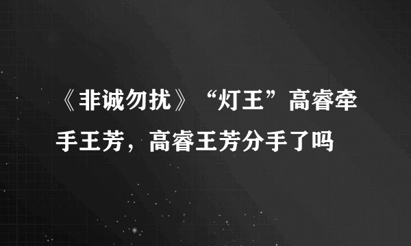 《非诚勿扰》“灯王”高睿牵手王芳，高睿王芳分手了吗