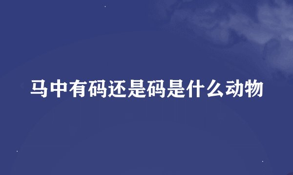 马中有码还是码是什么动物