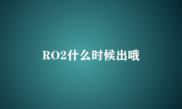 RO2什么时候出哦