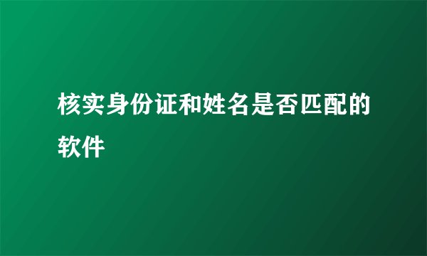 核实身份证和姓名是否匹配的软件