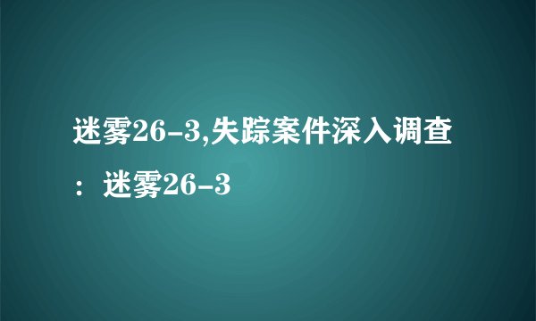 迷雾26-3,失踪案件深入调查：迷雾26-3