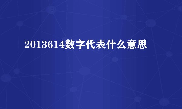 2013614数字代表什么意思