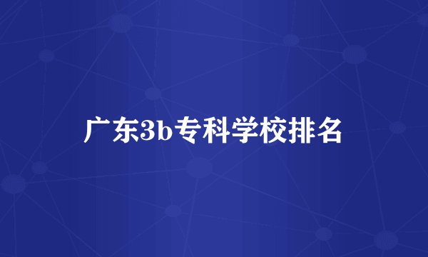 广东3b专科学校排名