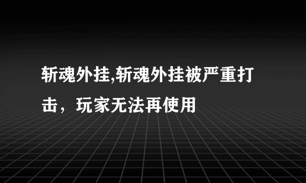 斩魂外挂,斩魂外挂被严重打击，玩家无法再使用