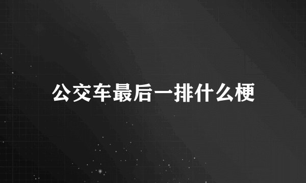 公交车最后一排什么梗