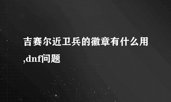 吉赛尔近卫兵的徽章有什么用,dnf问题