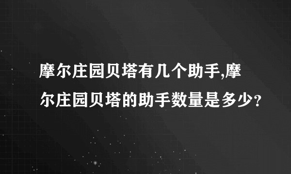 摩尔庄园贝塔有几个助手,摩尔庄园贝塔的助手数量是多少？