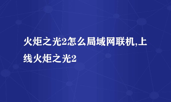 火炬之光2怎么局域网联机,上线火炬之光2