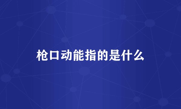 枪口动能指的是什么