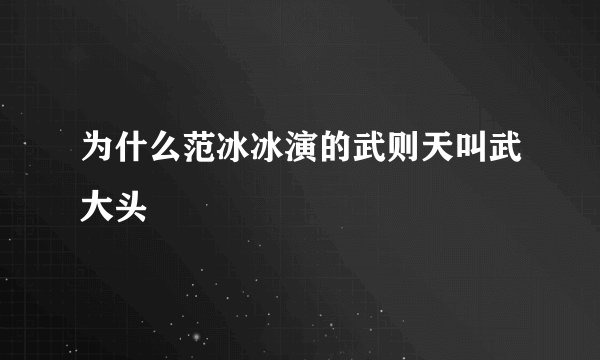 为什么范冰冰演的武则天叫武大头