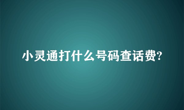 小灵通打什么号码查话费?