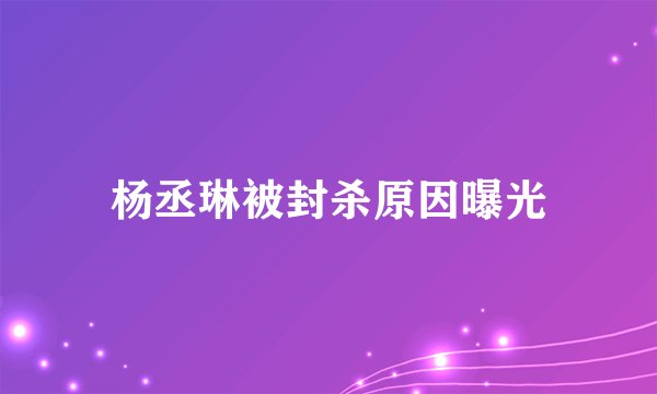 杨丞琳被封杀原因曝光
