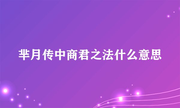芈月传中商君之法什么意思