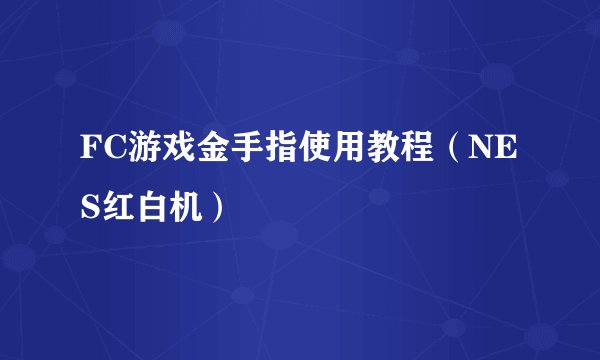 FC游戏金手指使用教程（NES红白机）
