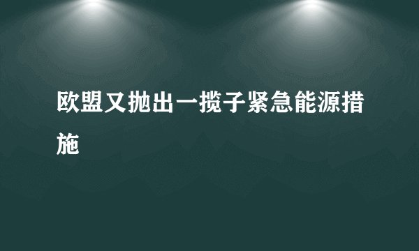 欧盟又抛出一揽子紧急能源措施