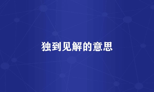 独到见解的意思