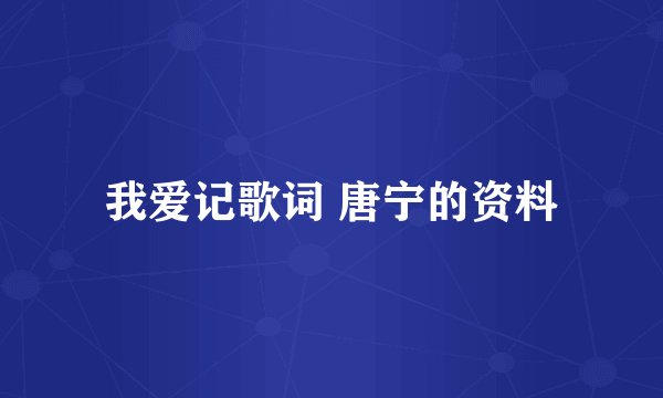 我爱记歌词 唐宁的资料