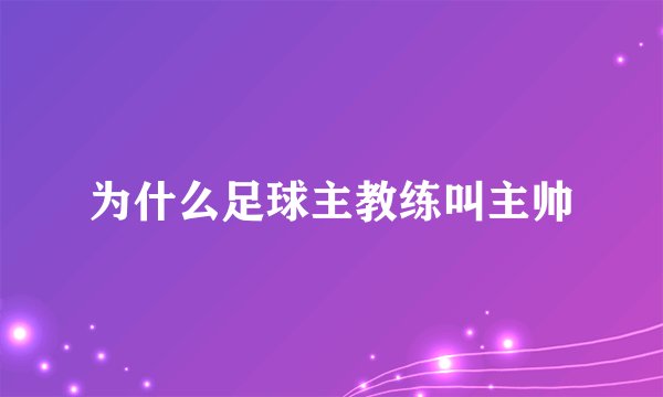为什么足球主教练叫主帅
