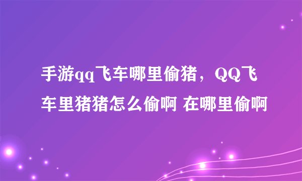 手游qq飞车哪里偷猪，QQ飞车里猪猪怎么偷啊 在哪里偷啊