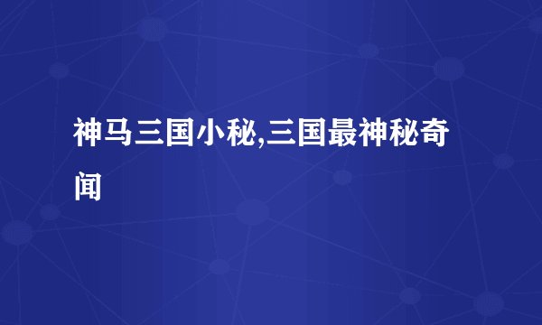 神马三国小秘,三国最神秘奇闻