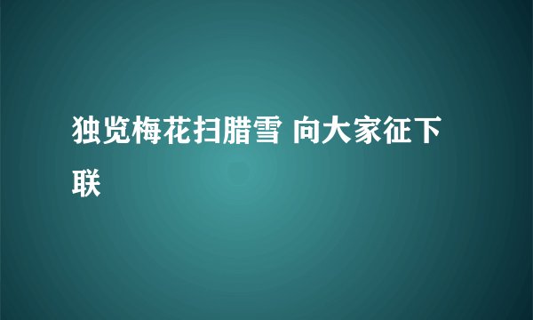 独览梅花扫腊雪 向大家征下联