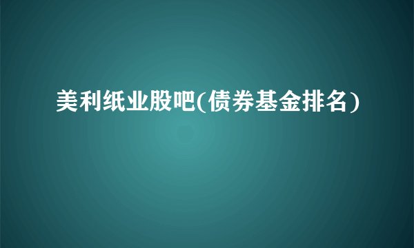美利纸业股吧(债券基金排名)