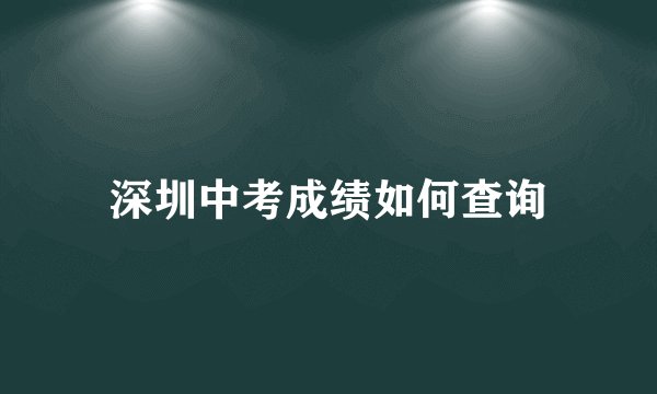 深圳中考成绩如何查询