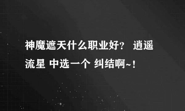 神魔遮天什么职业好？ 逍遥 流星 中选一个 纠结啊~！