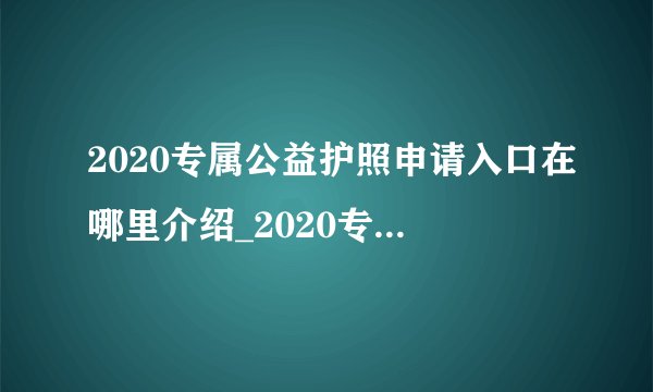2020专属公益护照申请入口在哪里介绍_2020专属公益护照申请入口在哪里是什么