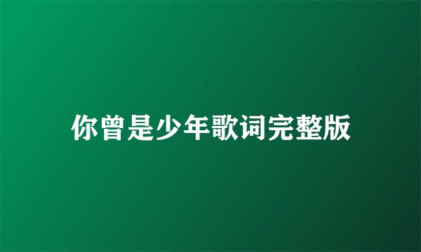 你曾是少年歌词完整版
