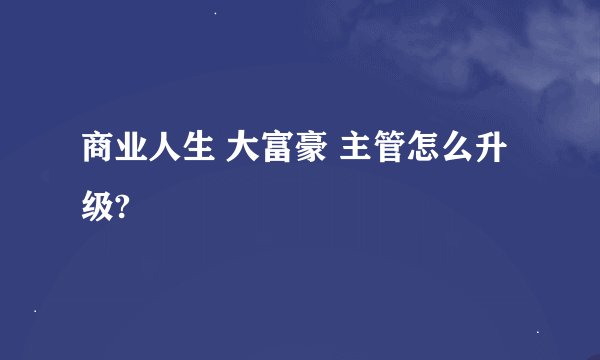 商业人生 大富豪 主管怎么升级?