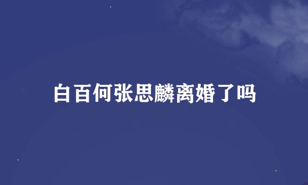 白百何张思麟离婚了吗