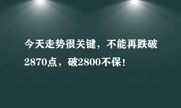 今天走势很关键，不能再跌破2870点，破2800不保！