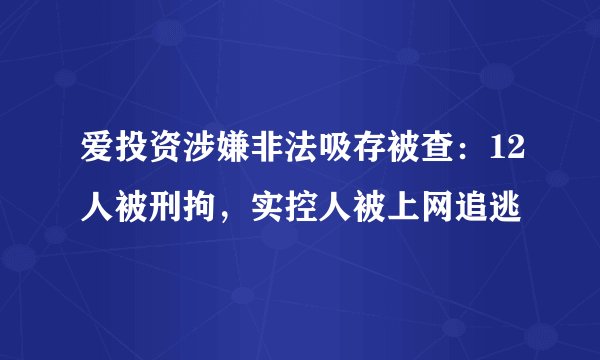 爱投资涉嫌非法吸存被查：12人被刑拘，实控人被上网追逃