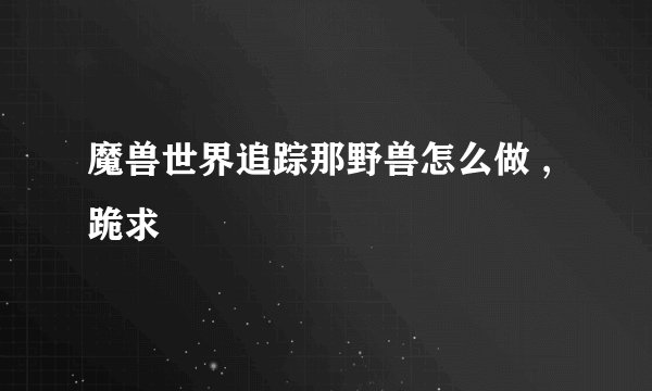 魔兽世界追踪那野兽怎么做 ,跪求