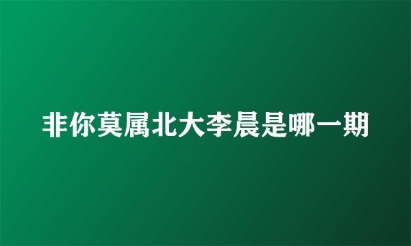 非你莫属北大李晨是哪一期