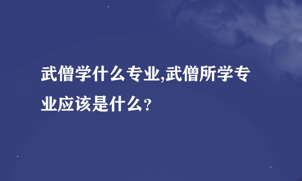 武僧学什么专业,武僧所学专业应该是什么？