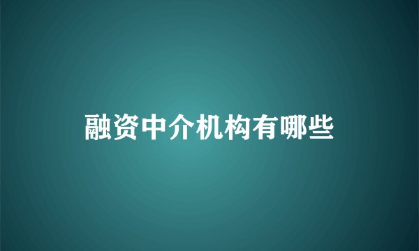 融资中介机构有哪些