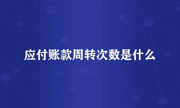 应付账款周转次数是什么